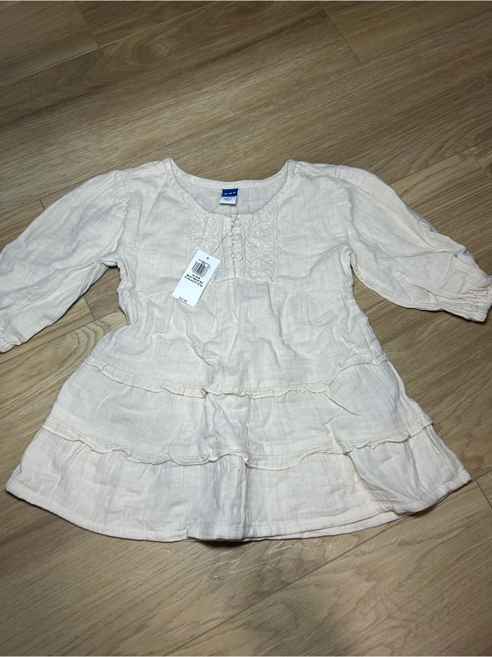 Cream Tiered Peasant Tunic with Lace Trim